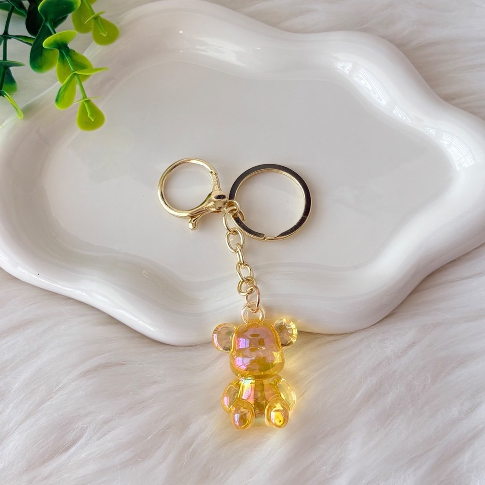 Clear Iridescent Teddy Bear Keychain/Bag Charm
